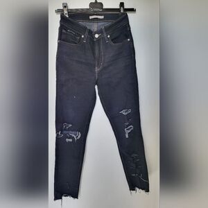 Size 27 LEVI STRAUSS 721 Black High-Rise Skinny Ankle Jeans